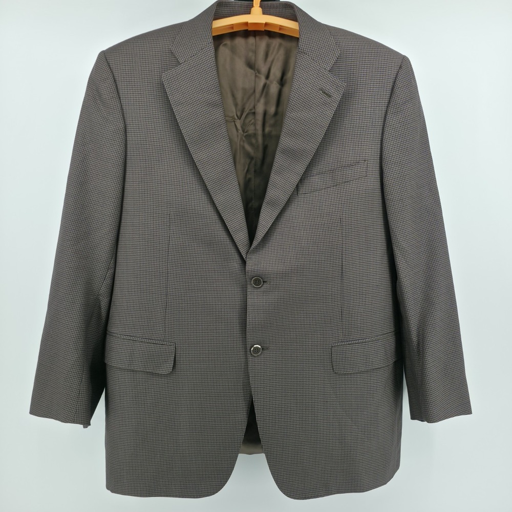 Canali Houndstooth Brown Blazer Men Sz 38 Silk / Wool 2 Buttok Sport Coat